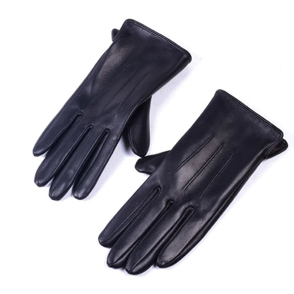 Women's Sheepskin Leather Winter Gloves with Thick Lining