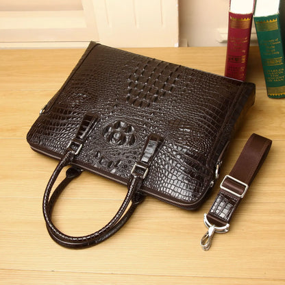 Men's Alligator Pattern Leather Briefcase – Luxury Business Bag