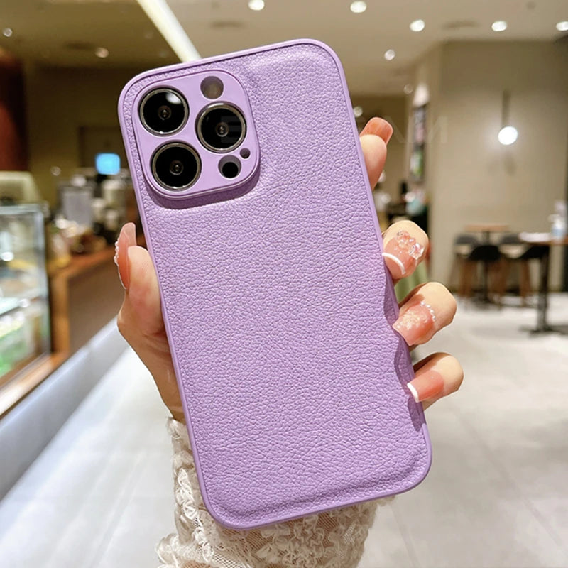 Leather Texture Silicone iPhone Case – Slim & Stylish