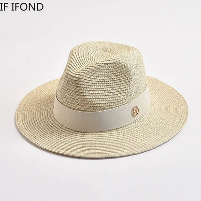 Panama Straw Sun Hat Unisex Elegant Beach Travel Hat