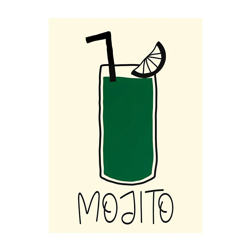 Cocktail & Drinks Wall Art Poster – Retro Minimalist Bar Print