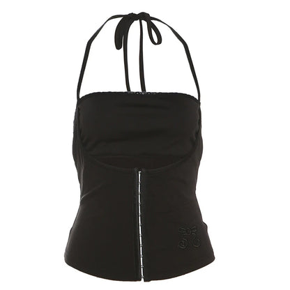 Halter Neck Crop Top Women's Sleeveless Slim Fit Vest