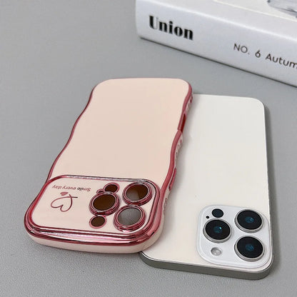Electroplating Wave Heart iPhone Case – Gold Plated TPU Cover