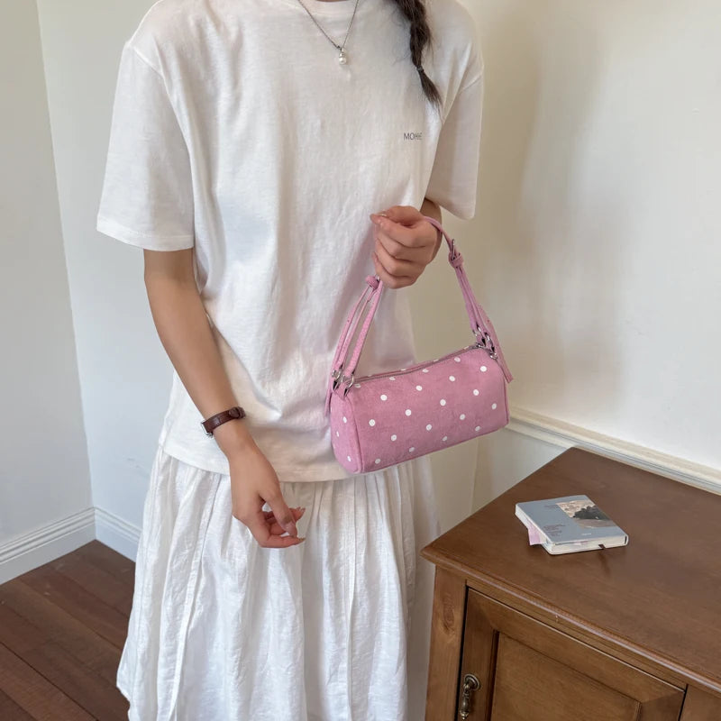Polka Dot Shoulder Bag for Women – Retro Cute Underarm Purse