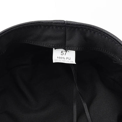 Women's Black PU Leather Military Cap with Spike Rivets