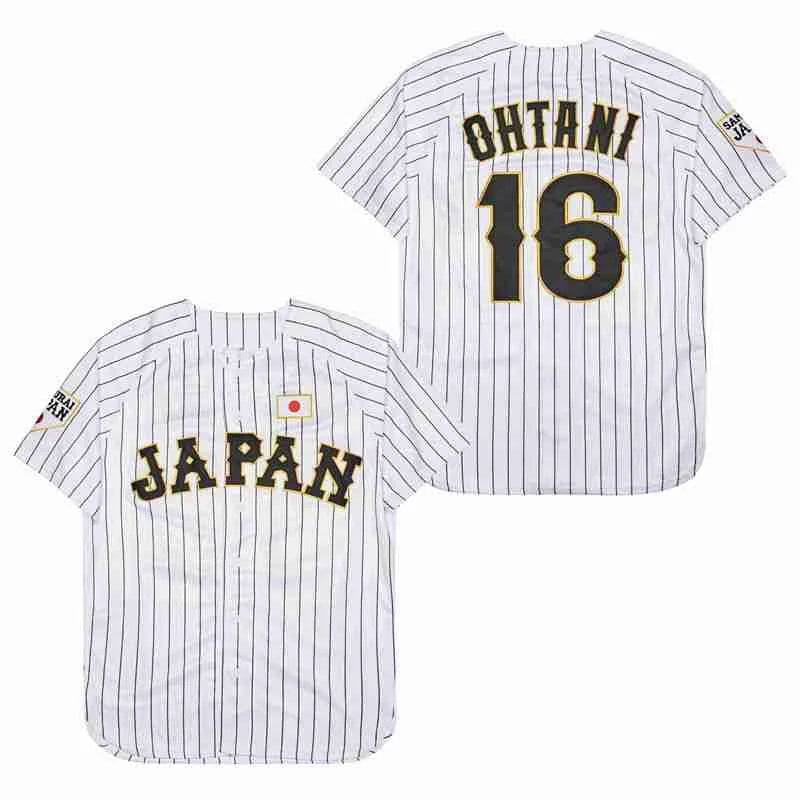 Ohtani #16 Japan Baseball Jersey – Embroidered Pinstripe Sportswear