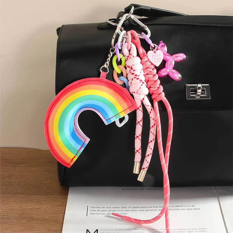 Fashion Leopard Starfish Keychain Cute Balloon Dog Leather Charm Women Maximalist Bag