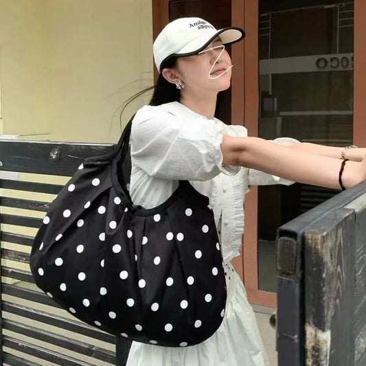 Minimalist Polka Dot Canvas Tote Bag