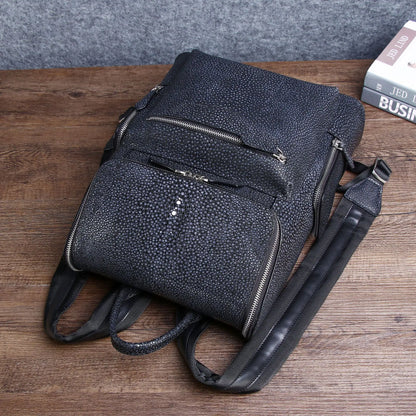 Pearl Fish Pattern Men's Laptop Backpack – Luxury Silica Gel