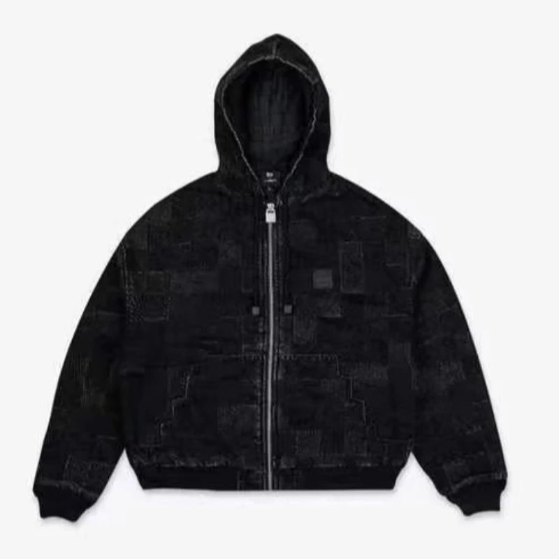 Men's Y2K Plaid Denim Jacket & Pants Set – Harajuku Streetwear Loose Fit