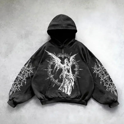 Gothic Angel Oversized Hoodie – Harajuku Streetwear Sweatshirt