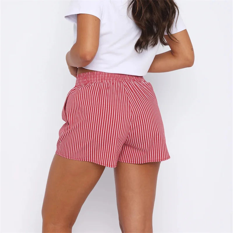 Women's Y2K Striped Boxer Shorts – Elastic Waist Lounge Bottoms