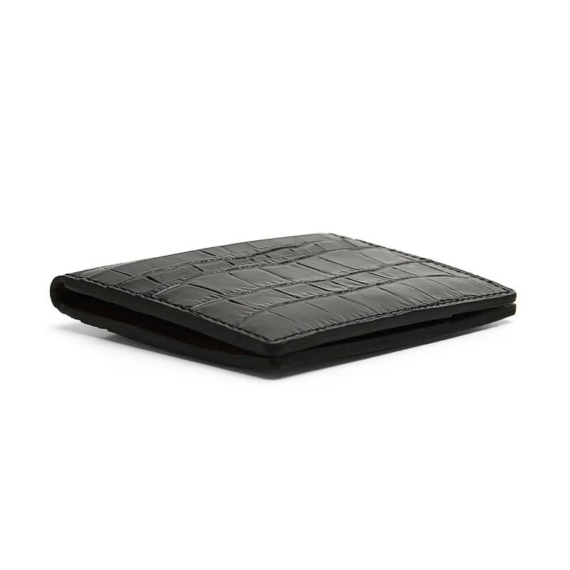 Hiram Beron Men's Crocodile Embossed Leather Bifold Wallet with Card Holder