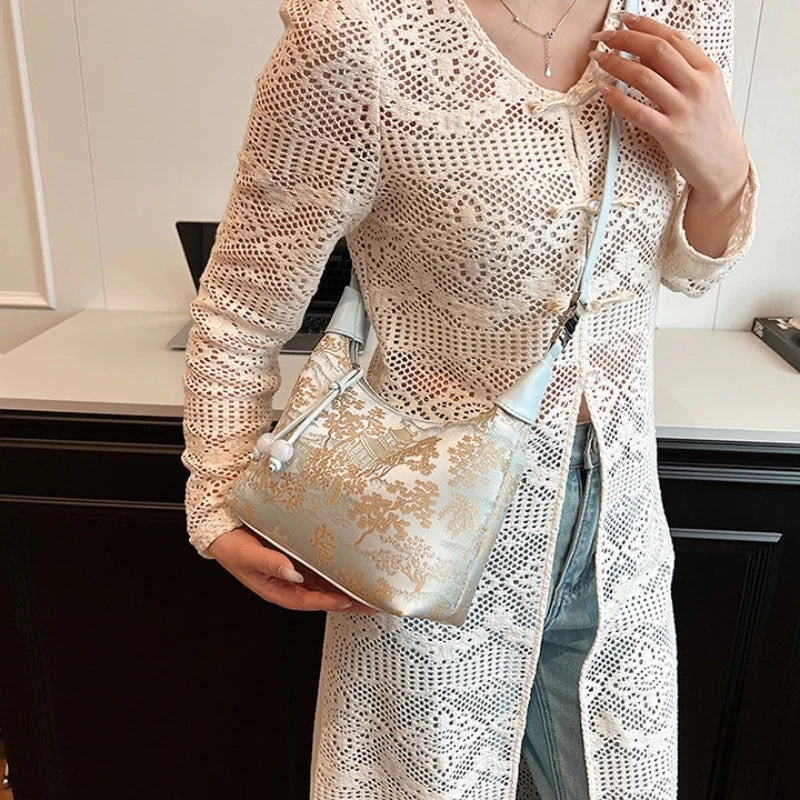 Fashionable Chinese Embroidery Handbag Brand Versatile Shoulder Bag