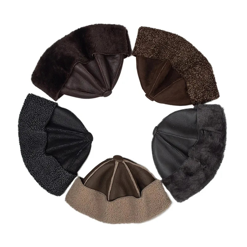 Men's Winter Sherpa Brimless Beanie Hat with Ear Warmers