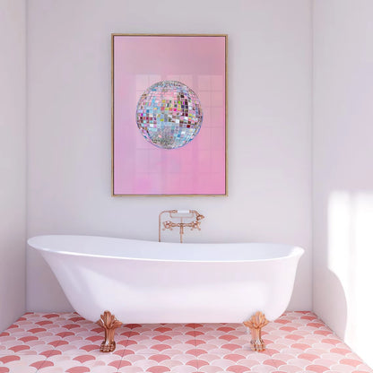 Disco Ball Wall Art Canvas Print – Pink Girly Poster
