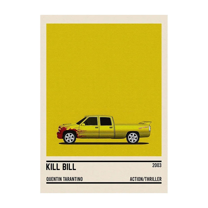 Movie Car Minimalist Poster Wall Art Print | Classic Film Decor