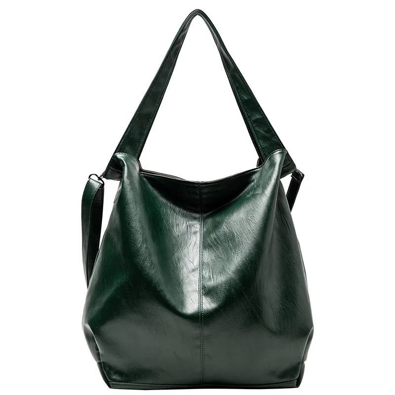 Fashion Big Leather Tote Bag For Women Large Capacity Retro