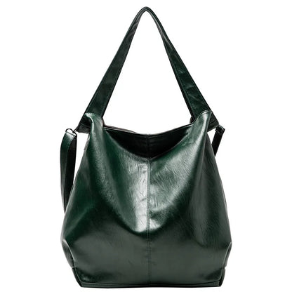 Fashion Big Leather Tote Bag For Women Large Capacity Retro