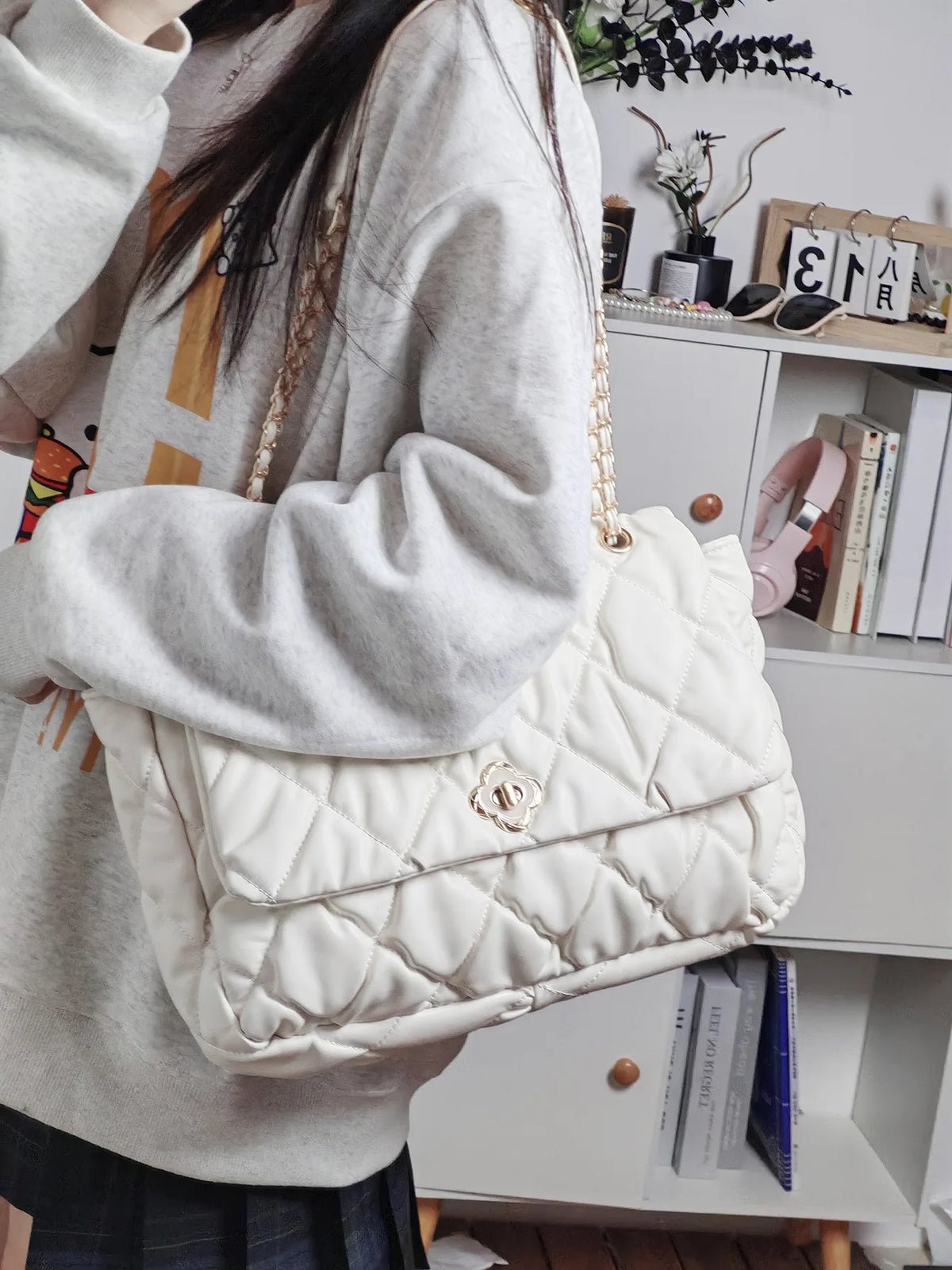 Sweet Cute Pink Women High Street Leather Y2k Underarm Bag