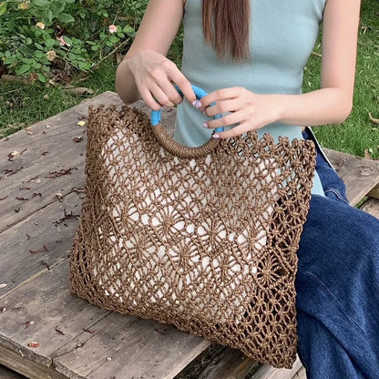 Straw Beach Bag – Handmade Bohemian Crochet Tote