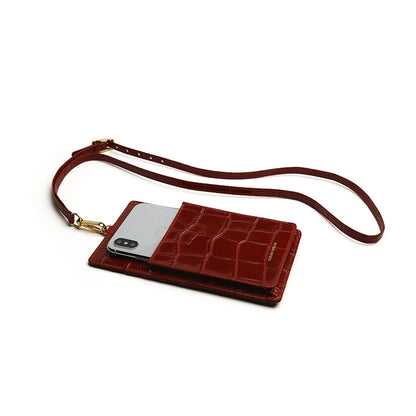 Leather Phone Bag Purse with Lanyard – Hiram Beron Croco