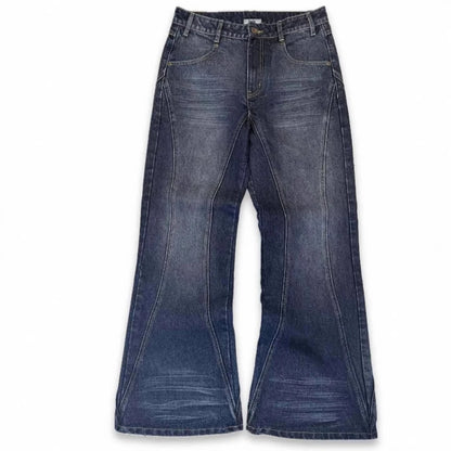 Mens Jeans Harajuku Vintage Streetwear Embroidery Hip Hop Denim Pants Washed Distressed Straight Leg
