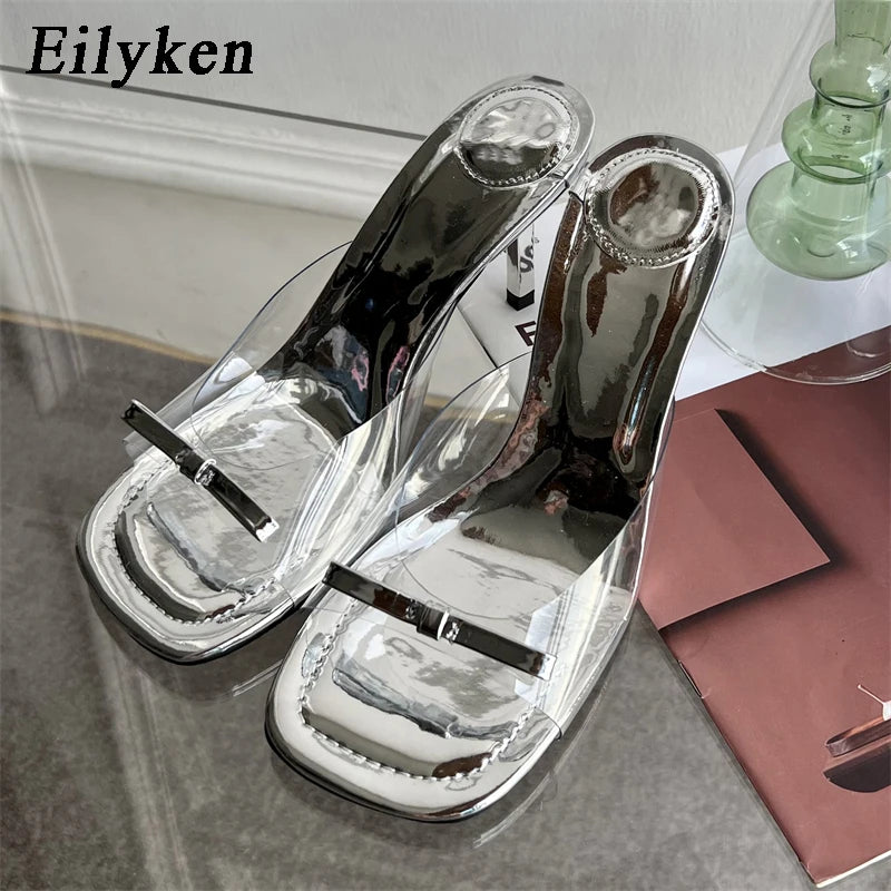 Eilyken Butterfly-Knot Satin Heeled Mule Slippers for Women
