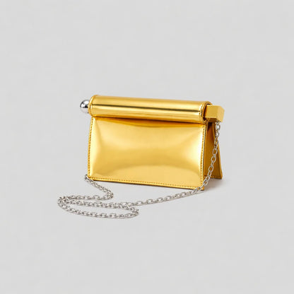Metallic Clutch Bag for Women – Mini Chain Crossbody Evening Purse