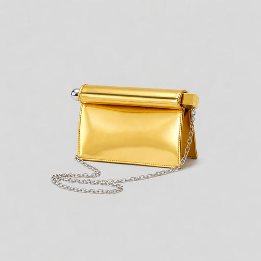 Metallic Clutch Bag for Women – Mini Chain Crossbody Evening Purse