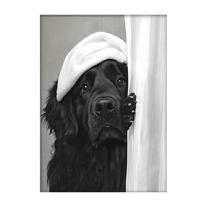 Cute Dog Bathroom Wall Art Poster – Funny Shower Print