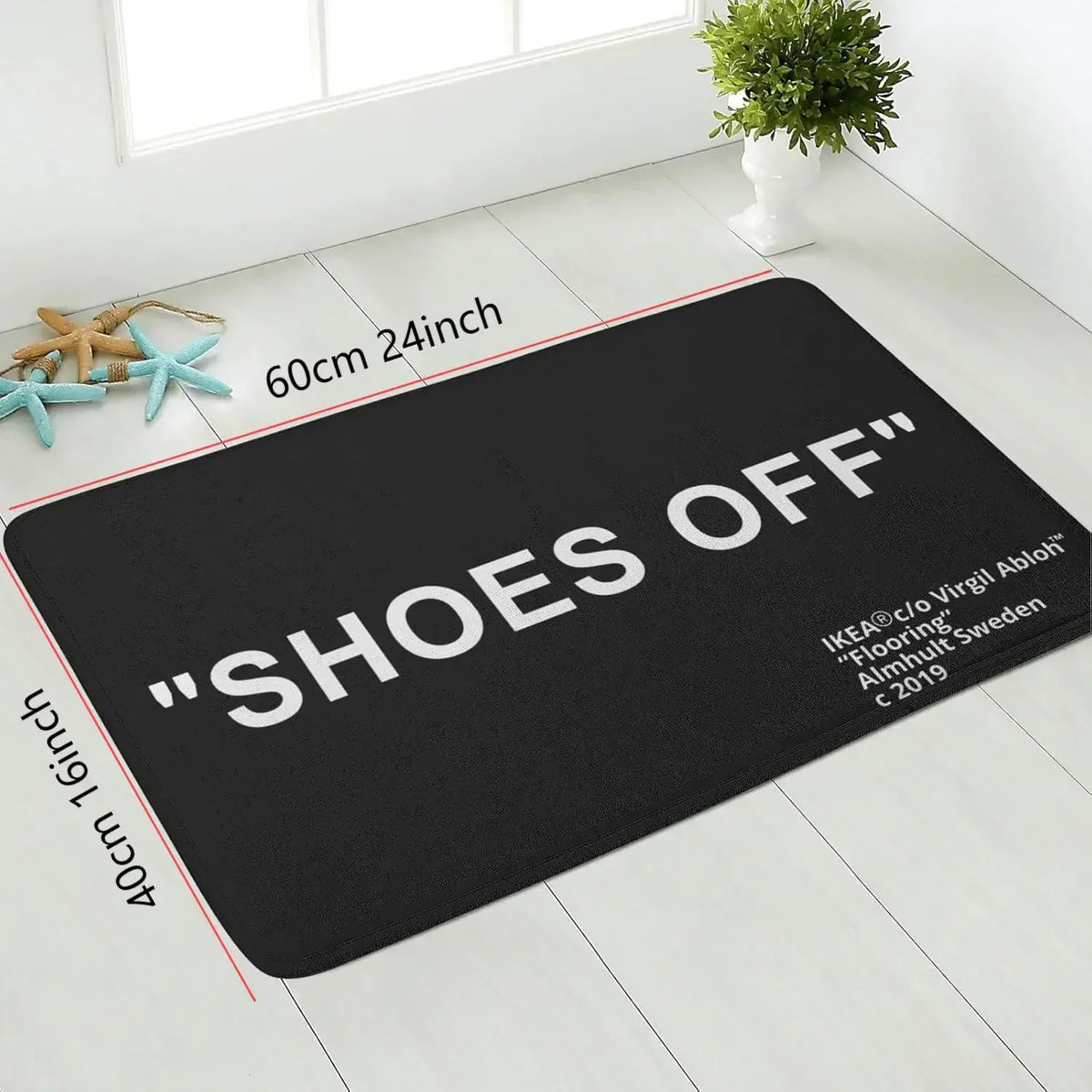 "Shoes Off" Door Mat – Soft Non-Slip Entryway Rug