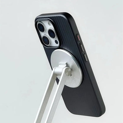 MagSafe Ribbed Stripe iPhone Case for 17 16 15 14 Pro Max – Matte Metal Finish