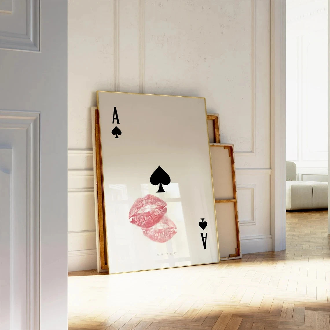 Ace of Spades Kiss Wall Art Print – Retro Lips Canvas Poster