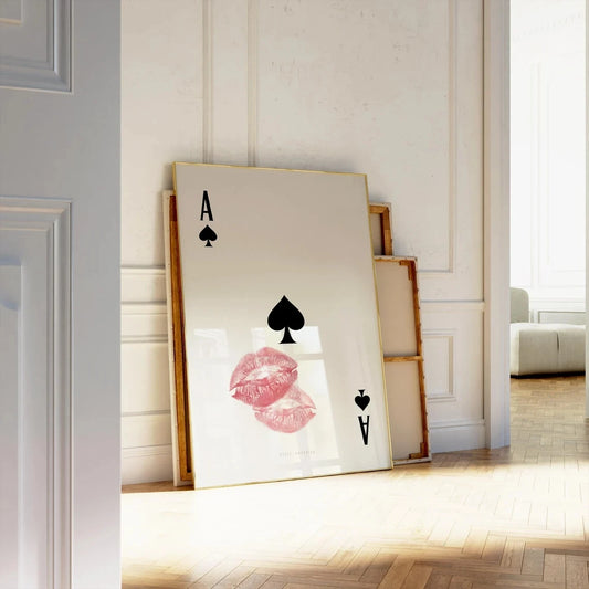 Ace of Spades Kiss Wall Art Print – Retro Lips Canvas Poster