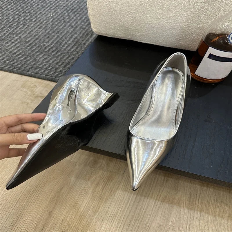 Pointed Toe Wedge Pumps for Women – Patent Leather Heels