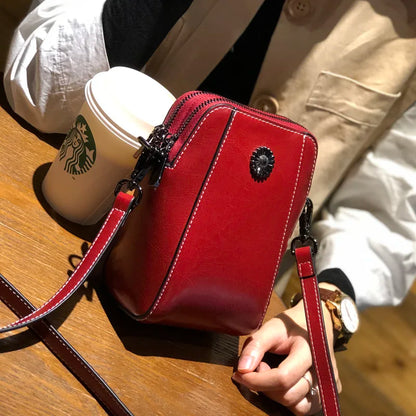 Genuine Leather Crossbody Phone Bag – Oil Wax Cowhide