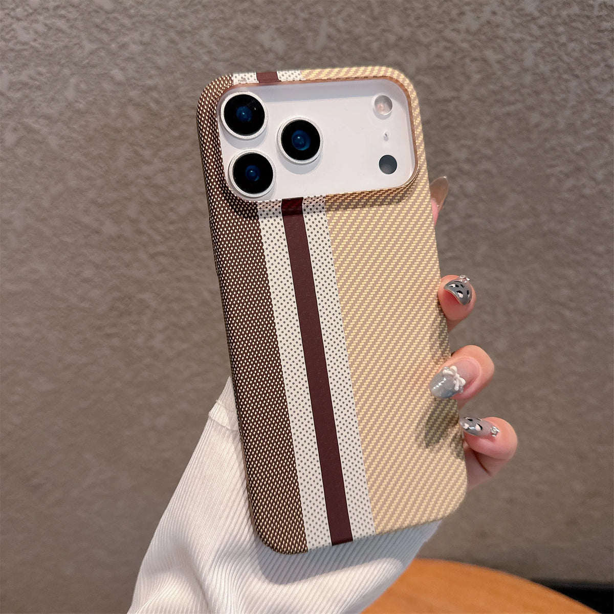 Carbon Fiber Stripe Hard iPhone Case – Kevlar Texture Cover