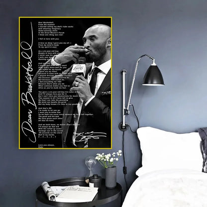 Kobe Bryant Black & White Action Poster – Basketball Wall Art