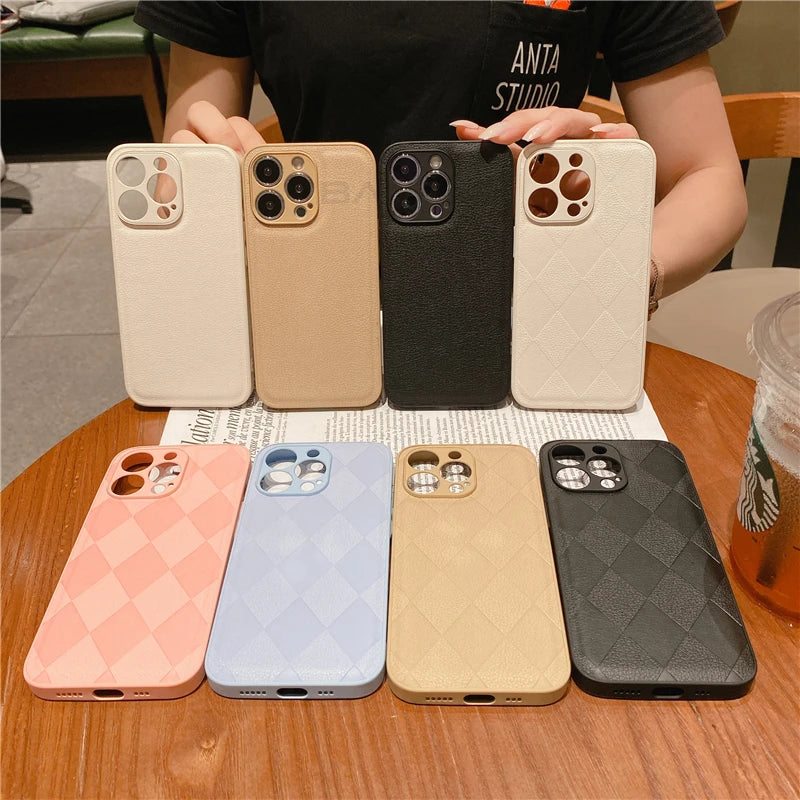 Leather Texture Silicone iPhone Case – Slim & Stylish
