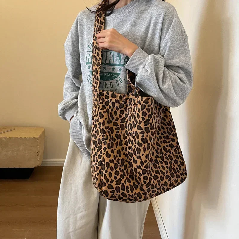 Leopard Design Korean Fashion Big Crossbody Bag