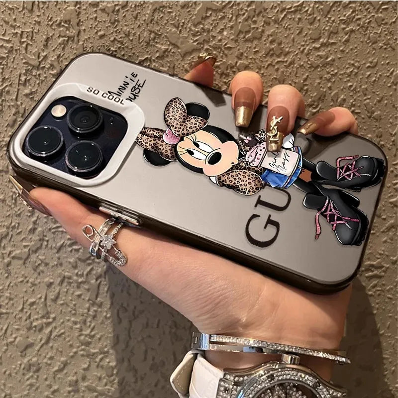 Leopard Print Minnie Mouse Phone Case for Samsung Galaxy S26 S25 S24 S23 S22 S21 S20