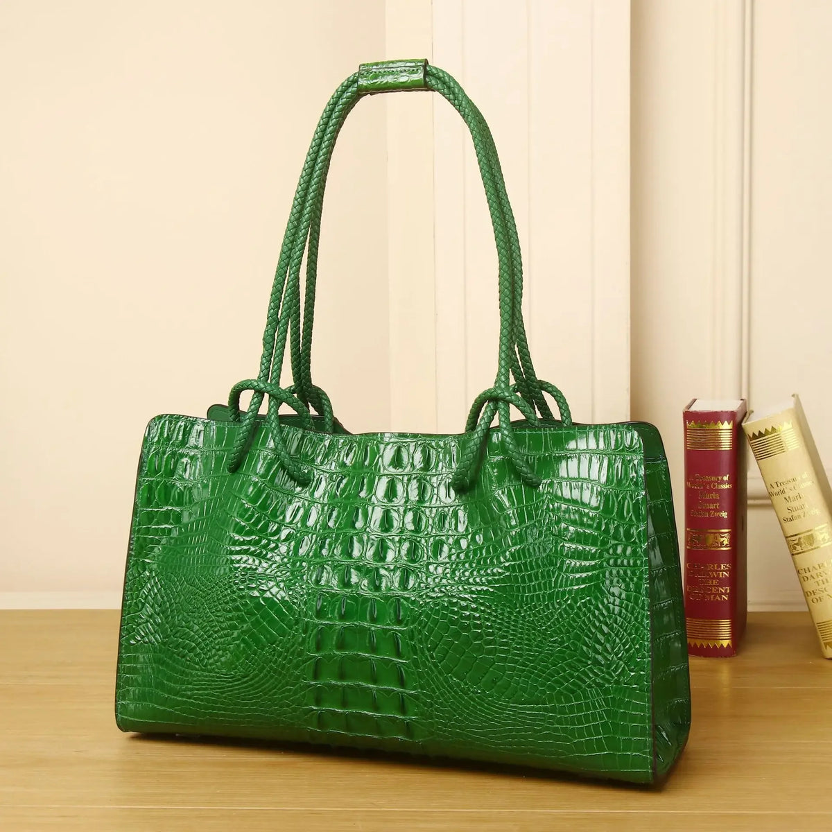Genuine Leather Alligator Shoulder Bag for Women