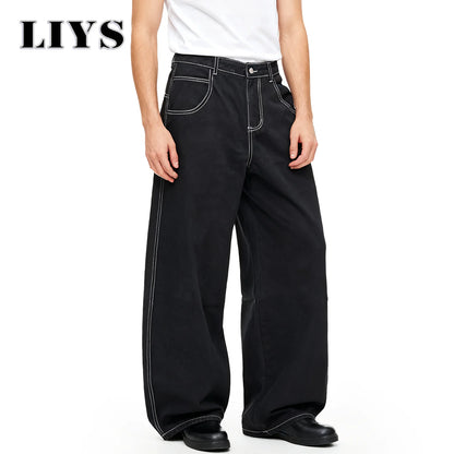Black Baggy Wide Leg Jeans – Unisex Retro Denim Pants