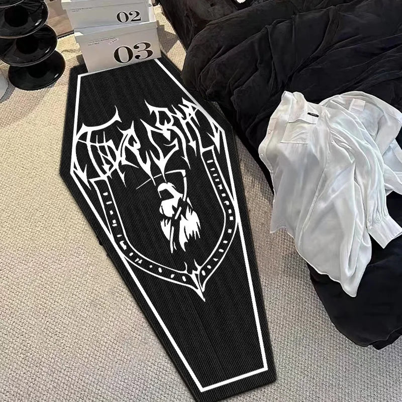 Gothic Skull Coffin Rug – Halloween Non-Slip Floor Mat