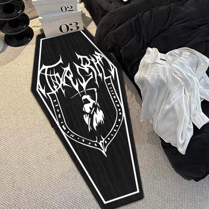 Gothic Skull Coffin Rug – Halloween Non-Slip Floor Mat