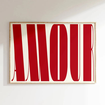 Amour Love Quote Wall Art Print – Romantic Typography Poster