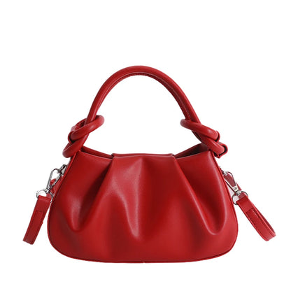 Small Cloud Crossbody Bag for Women – Ruched Leather Purse