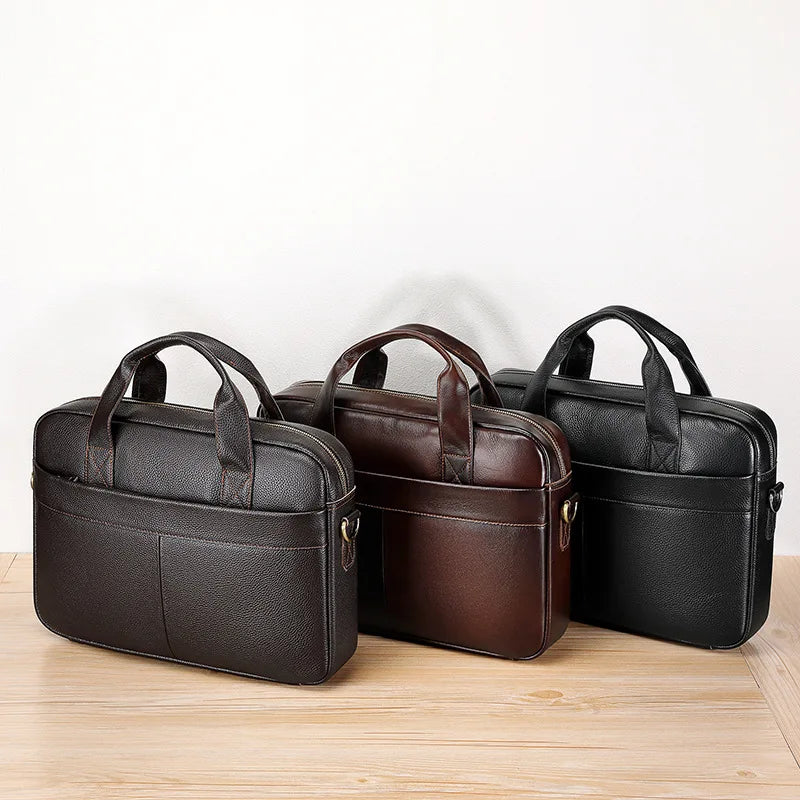 Genuine Leather Men's Briefcase – Laptop Shoulder Bag