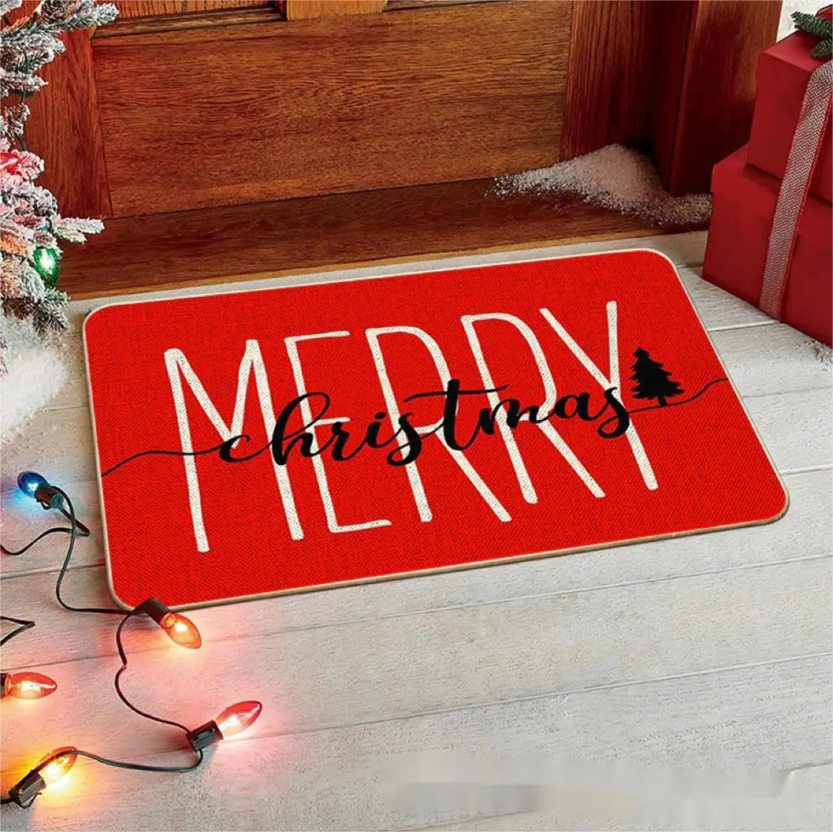 Merry Christmas Floor Mat – Indoor Outdoor Holiday Welcome Rug